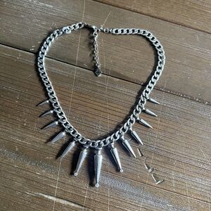 Nicole Miller Atelier Silver Spike 18-21” Necklace with Rhinestone accents